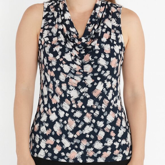 NU Options Tank with Cowl Neck Black/Pink/White Size XS-P EUC - Picture 1 of 6